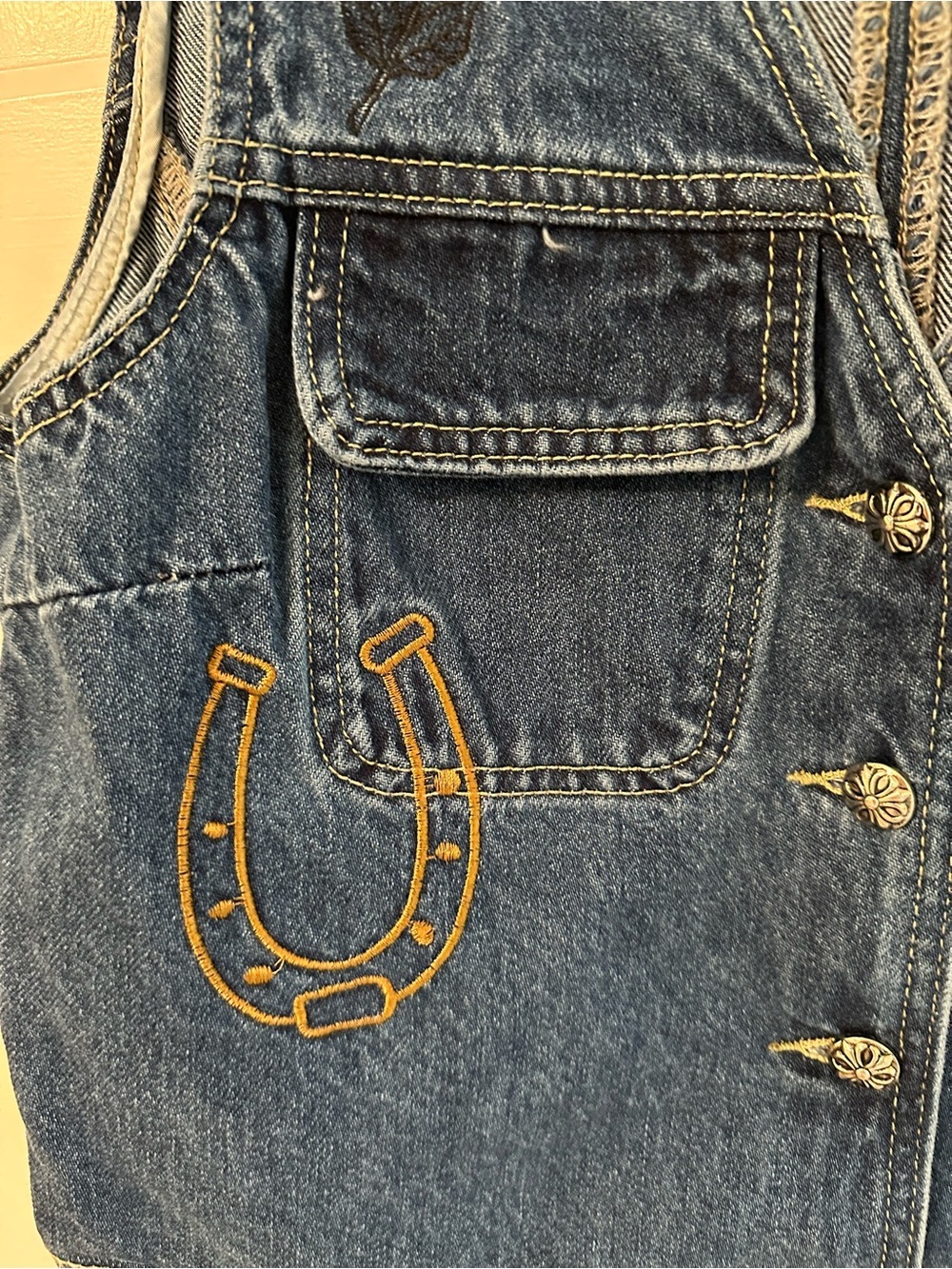 Rodeo Quincy Embroidered Denim Vest in Medium Blue - Picture 3 of 4